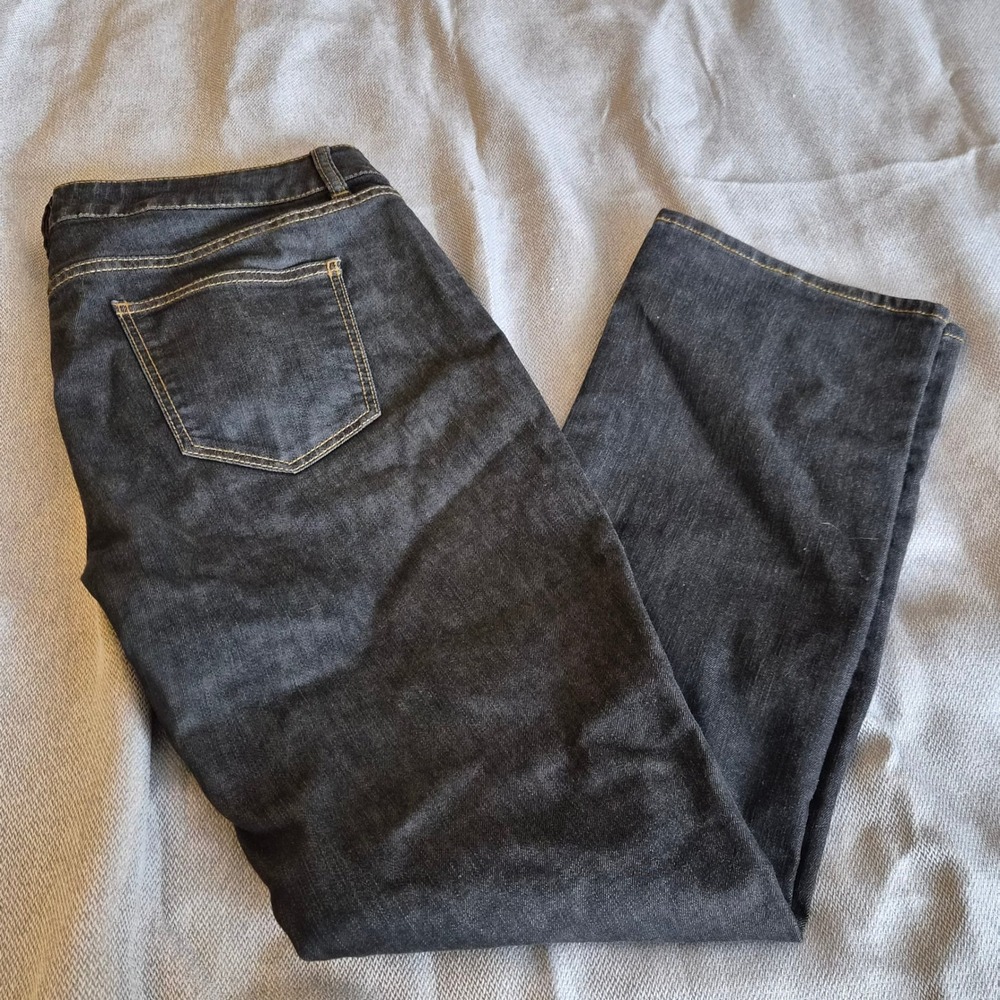Talbots Heritage Straight Leg Jeans Womens 12P Dark Wash Denim Stretch Casual
